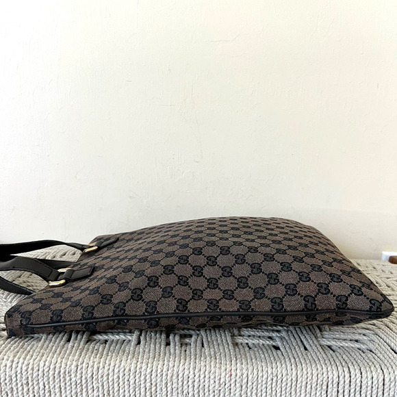 GUCCI GG Supreme Dark Brown Canvas and Leather Tote - Picture 6 of 16